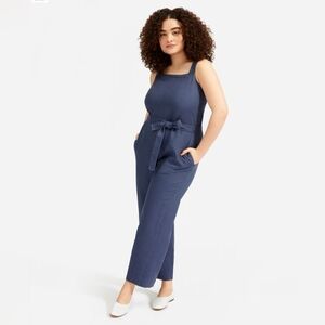 Everlane The Linen Square Neck Jumpsuit in Blue Indigo